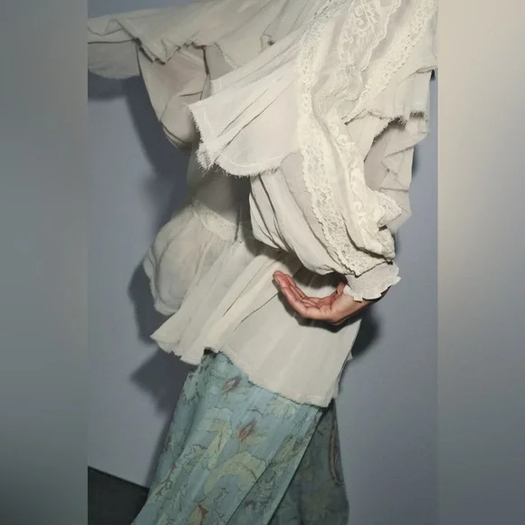 ZARA ZW COLLECTION LACE RUFFLE BLOUSE